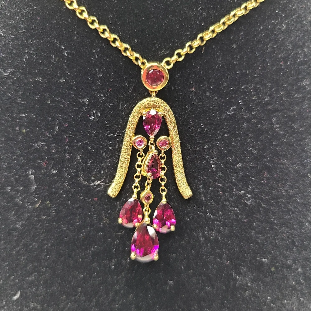 Garnet Tassel Pendant Necklace